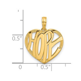 14K Yellow Gold Polished HOPE Heart Charm