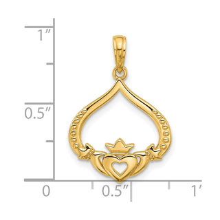 14K Yellow Gold Polished Claddagh Pendant D5574