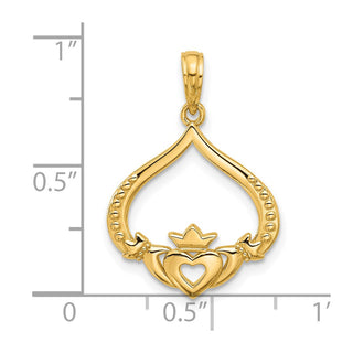 14K Yellow Gold Polished Claddagh Pendant D5574