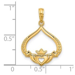 14K Yellow Gold Polished Claddagh Pendant D5574