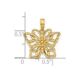 14K Yellow Gold Polished Fancy Butterfly Charm D5576