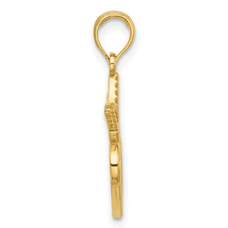 14K Yellow Gold Polished Heart and Crown Charm