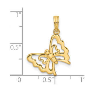 14K Yellow Gold Polished Fancy Butterfly Charm D5587