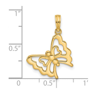 14K Yellow Gold Polished Fancy Butterfly Charm D5587