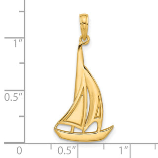 14K Yellow Gold Polished Sailboat Charm