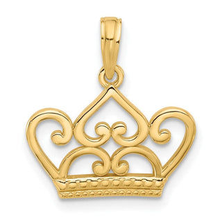 14K Yellow Gold Polished Fancy Crown Charm