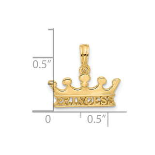 14K Yellow Gold Polished PRINCESS Crown Charm