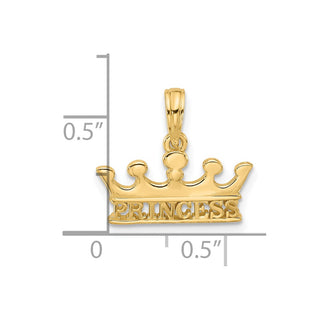 14K Yellow Gold Polished PRINCESS Crown Charm
