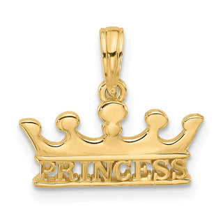 14K Yellow Gold Polished PRINCESS Crown Charm