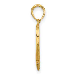 14K Yellow Gold Polished Awareness Ribbon and Heart Charm
