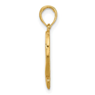 14K Yellow Gold Polished Awareness Ribbon and Heart Charm