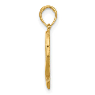 14K Yellow Gold Polished Awareness Ribbon and Heart Charm