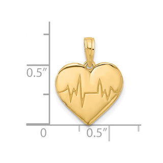 14K Yellow Gold Polished Fancy EKG Heart Charm