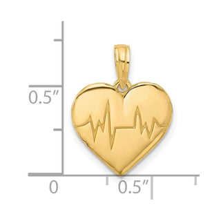 14K Yellow Gold Polished Fancy EKG Heart Charm