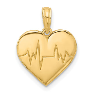 14K Yellow Gold Polished Fancy EKG Heart Charm