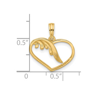 14K Yellow Gold Polished Fancy Wings and Heart Charm