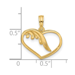 14K Yellow Gold Polished Fancy Wings and Heart Charm