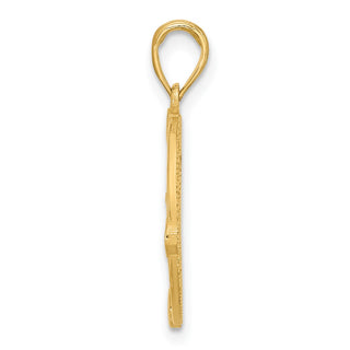 14K Yellow Gold Polished Round Compass Charm