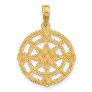 14K Yellow Gold Polished Round Compass Charm