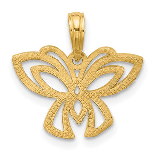 14K Yellow Gold Polished Fancy Butterfly Charm D5614