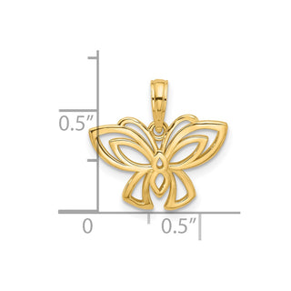 14K Yellow Gold Polished Fancy Butterfly Charm D5614