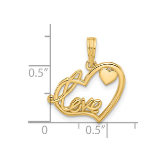14K Yellow Gold Polished Fancy Love and Hearts Charm