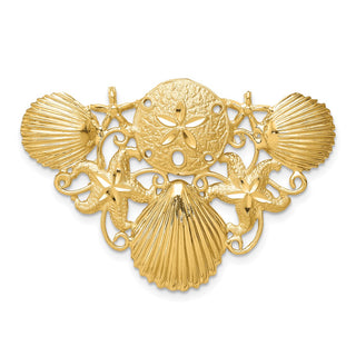 14k Yellow Gold Sea Life Diamond-cut Omega Slide Pendant