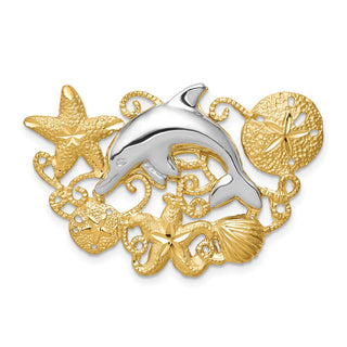 14k Two-tone Gold Sea Life Fits 5mm/6mm Slide Pendant