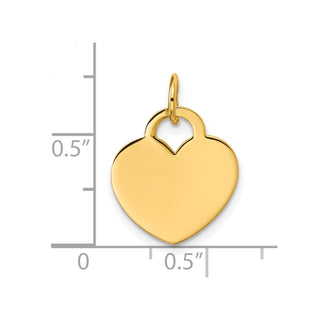 14k Yellow Gold Polished Heart Shaped Disc Charm