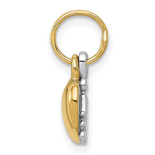 14k Yellow and White Gold Heart and Key Charm D603