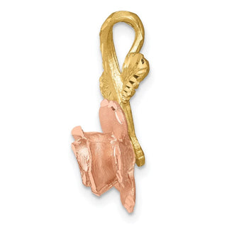 14k Two-tone Gold Rose Flower Slide