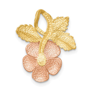 14k Two-tone Gold Rose Flower Slide