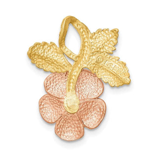 14k Two-tone Gold Rose Flower Slide