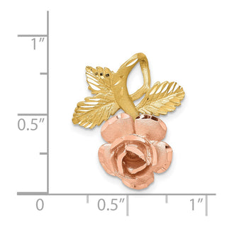 14k Two-tone Gold Rose Flower Slide