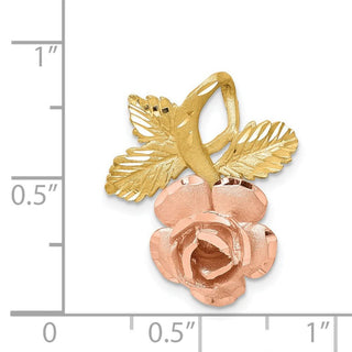 14k Two-tone Gold Rose Flower Slide
