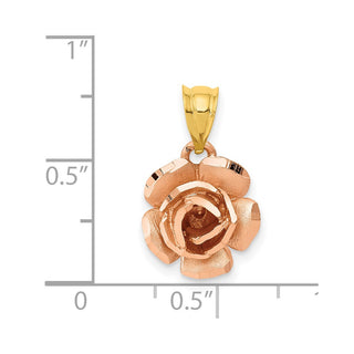 14k Yellow and Rose Gold Rose Flower Pendant