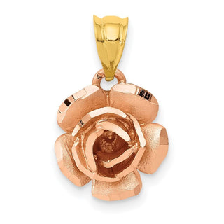 14k Yellow and Rose Gold Rose Flower Pendant