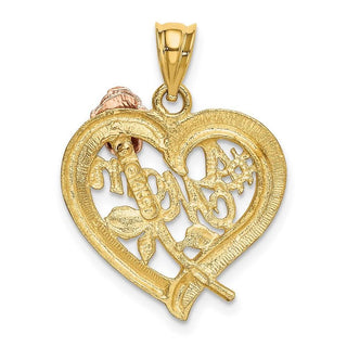 14k Yellow Gold And Rhodium Mom Pendant D639