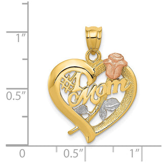 14k Yellow Gold And Rhodium Mom Pendant D639