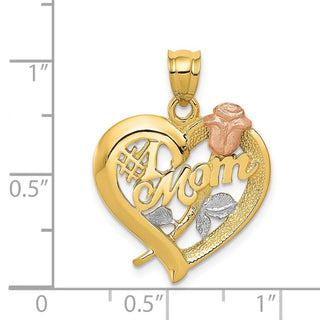 14k Yellow Gold And Rhodium Mom Pendant D639