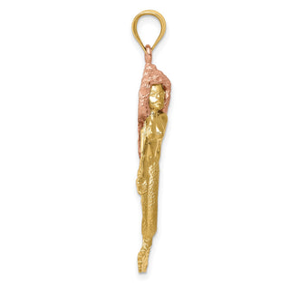 14k Yellow and Rose Gold Mermaid Pendant