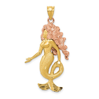 14k Yellow and Rose Gold Mermaid Pendant