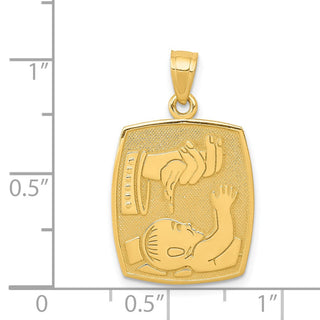14k Yellow Gold Satin and Polished Baptism Pendant