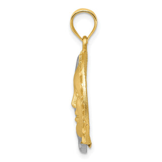14k Yellow and White Gold Diamond-cut Sun and Moon Pendant D8