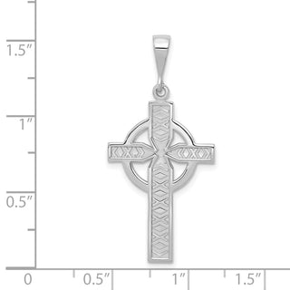 14k White Gold Celtic Cross Charm D805