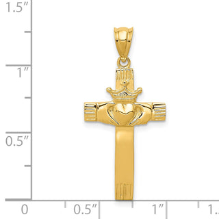 14k Yellow Gold Claddagh Cross Pendant D853