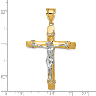 14k Two-tone Gold CZ Crucifix Pendant