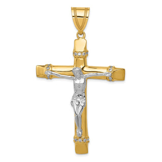14k Two-tone Gold CZ Crucifix Pendant