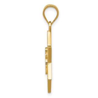 14k Yellow Gold Solid Polished Chai In Star Of David Pendant