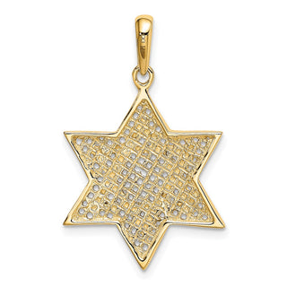 14k Yellow Gold With Rhodium Solid Open-Back Meshed Star Of David Pendant